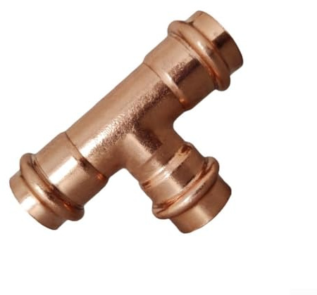 Raccordi a crimpare in rame, connettori per tubi per acqua refrigerata, condizionamento dell'aria condizionata, sistema idraulico HVAC (6 punti)