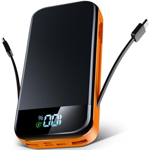 60000mAh 35w Power Bank Portable Charger, Fast-Charging Station Battery Charger with LED Light, Built-in Cables, PC, 5 Charging Ports for Phones, Tablets, Laptops, Camping, Hiking, Emergency