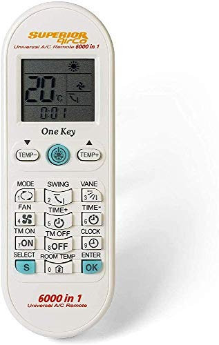 Superior Electronics AirCo 6000 - Telecomando Universale per Climatizzatori con 6000 Codici - Compatibile con le Principali Marche - Design Ergonomico e Funzione Timer Programmabile - SUPCU003