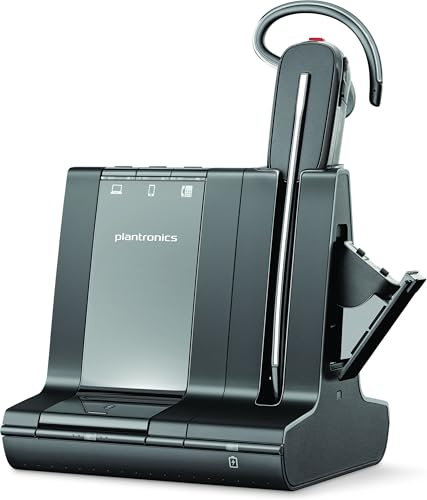 Plantronics DECT-Mono-Headset 'Savi W8245' konvertibel, mit Basisstation, Überkopfbügel + Nackenbügel und Ohrhaken, SoundGuard und Batterieladefach, Skype for Business, Schwarz