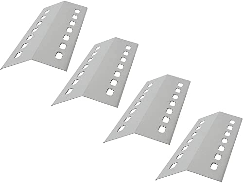 GriHero 41 x 14cm Universal BBQ Heat Plates for Outback Spectrum, Weber, Charbroil, Kenmore, Nexgrill, Napoleons Rogue 2 gas grill replacement parts, Stainless Steel Heat Shield Flame Diffuser 4 Pack