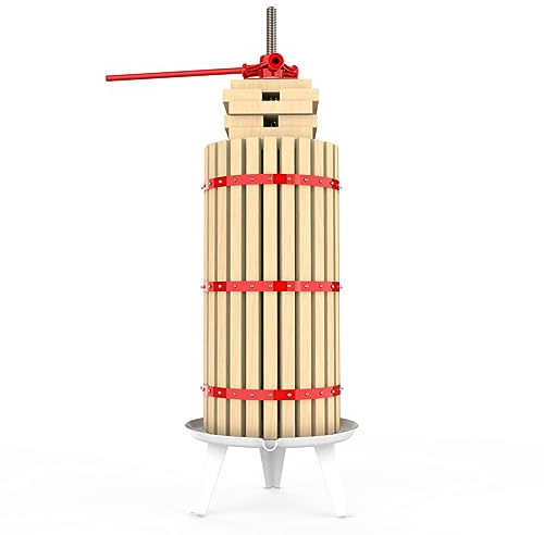 EJWOX 7.9 Gallon Fruit and Wine Press, Manual Cider Juice Maker with Solid Beech Wood Basket & Heavy-Duty Stand for Apples, Grapes, Berries