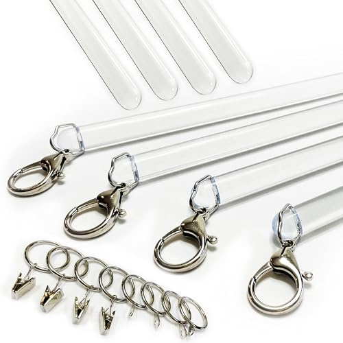 OooWow 36 inch (4 Pack) All Clear Acrylic Curtain Pull Wand - Clear Drapery Pull Rod for Opening-Closing Curtains. Versatile Curtain Wand - Invisible Drapery Wand - (36 Inch)