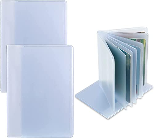 2 fundas protectoras transparentes para tarjetas de crédito, de plástico, para tarjetero, para billetera, seguro de débito (12 páginas, 12 ranuras y 24 ranuras)
