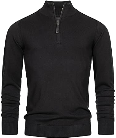 Indicode Herren Gore Pullover aus 80% Baumwolle mit Stehkragen | Strickpullover für Männer Black, XXL