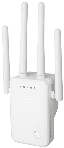 WiFi-förlängare, Internetsignalförstärkare för Hem, Kontor, WiFi-repeater med 4 Antenner, 2,4 GHz WiFi-signalförstärkare, Väggkontaktdesign, Automatisk Ihopparning, 3 Lägen