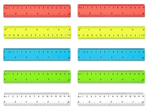 10 STK Lineal 15cm Kinder Grundschule,Kunststoff Lineal Bunt Transparent Lineal mit Metrische&Inch-Skala Lineal,Biegsam Unzerbrechlich Ruler Deutlich Abgestuft Präzis Messinstrumente für Schule Büro