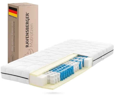 Ravensberger Matratzen Tonnentaschenfederkernmatratze Ortho-Spring - Härtegrad H3, mittelfest - 180 x 200 cm, Höhe 19 cm - 7-Zonen - Oeko-TEX® Standard 100 Zertifiziert