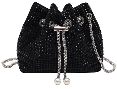 TOFBS CrossBody Bag Damen Glitzer Pailletten Strassstein Clutch Klein Handtasche Umhängetasche Tasche Abendtasche für Hochzeit Abendparty Party Feiertage Schwarz