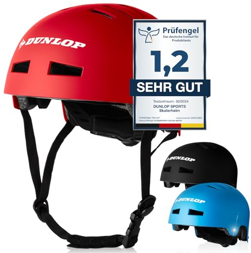 DUNLOP SPORTS Fahrradhelm Kinder Jugendliche Erwachsene - Test Sehr Gut - Leichter robuster Urban Allrounder Helm, 14 Fach belüftet, Schnellverschluss, Auto Kopfanpassung (Rot, L (58-61cm))