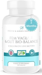 Fem Vaginal & Gut Bio-Balance - 2 Months Supply - Vegan Vaginal probiotics for Women 10 Billion CFU- Candida Yeast Balance, Urinary, Bacterial Vaginosis (BV), UTI, Good Bacteria & Gut Health Support