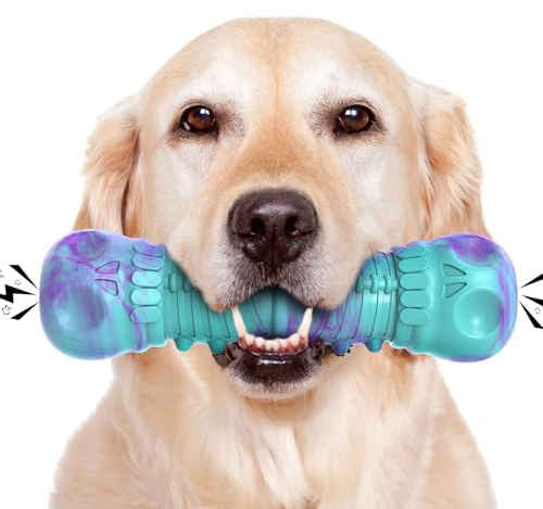 HETOO Hundespielzeug Kauspielzeug Hund,Unzerstörbares Kauwurzel Hundespielzeug, Spielzeug Hunde für große/mittelgroße Hunde, Quietschspielzeug aus Gummi, Reinigt Zähne und Zahnfleisch Dog Chew Toy