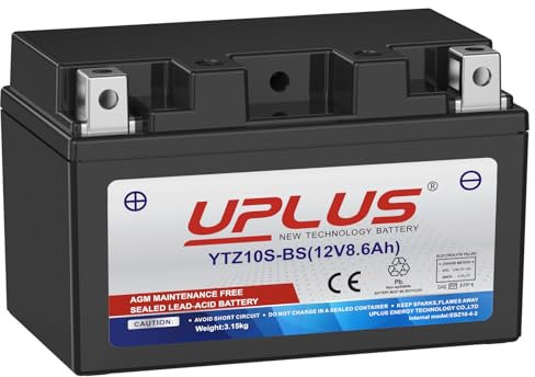 UPLUS ATV Battery UPZ-10-4-2 12V 8.6Ah, replace for-TZ10S, Scooter Snowmobile UTV Motorcycle Battery Maintenance Free Sealed Agm Powersports |Please cofirm size before order 150L x 88W x 93H(mm)