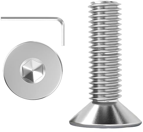 ORTAVA Lot de 20 vis à tête fraisée M4 x 14, vis à tête fraisée à six pans creux en acier inoxydable A2 V2A Filetage complet avec clés à six pans creux