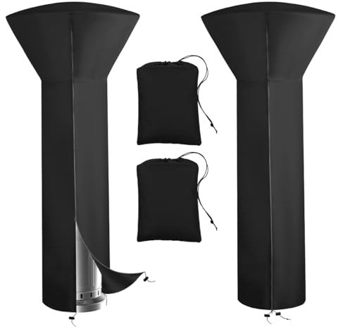 Vailge Fundas para calentador de patio con cremallera y bolsa de almacenamiento, resistente al agua, Oxford 600D, resistente al viento, al polvo, a los rayos UV, color negro, 89 pulgadas de alto x 33