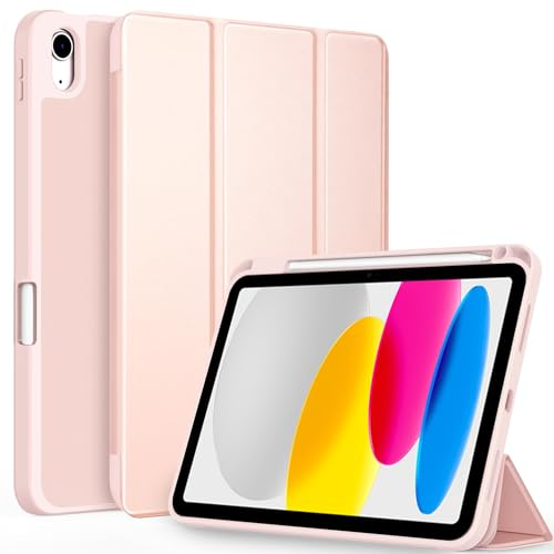 CACOE Funda Compatible con iPad 11.ª Generación (A16) 11 2025 / iPad 10.ª Generación 10.9 (2022) (A2757/A2777), Funda Trasera Transparente Ultrafina con Portalápices,Oro Ros
