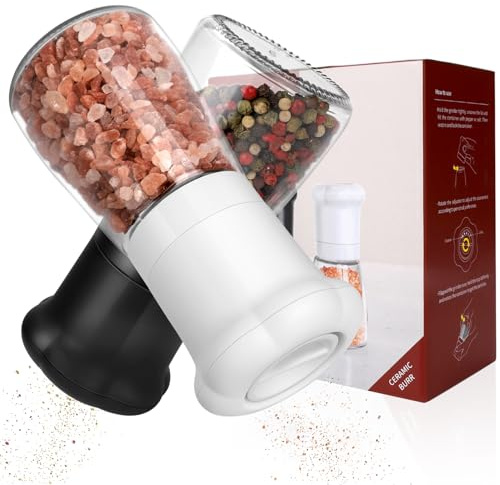 Hotec Salzmühle & Pfeffermühle, Gewürzmühle aus Glas mit einstellbarem Keramikmahlwerk, Für Salz, Pfeffer, Chili & Verschiedene Gewürze