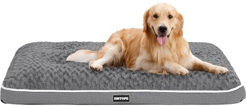 HMTOPE Ortopedisk hundsäng, hundmatta med dubbla våningar design, tvättbar hundkudde, avtagbar hundkorg, 105 cm för medelstora hundar, mellangrå