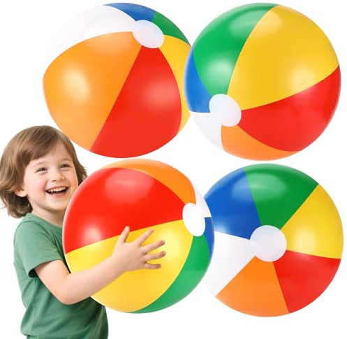 Ledebouk Wasserball Aufblasbar, 4 Stück Wasserball Kinder, 50 cm Aufblasbare Wasserbälle, Inflatable Beach Ball, Strandball, Aufblasbarer Ball, Strand Spielzeug, Party Favors