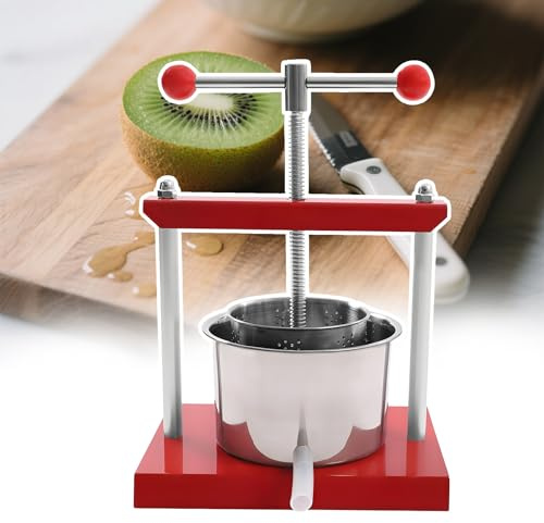 forplubossmmp Pressa Manuale in Acciaio Inox da 1,6 Galloni (5,1 L), Spremiagrumi per Frutta Ed Erbe Aromatiche con Manico A T per Sidro, Versatile Pressa Manuale per Succo, di Tinture