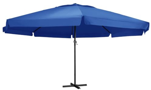 YuuSsea Azure Blue Garden Parasol, Large 118-inch Polyester with PA Coating, Round Outdoor Patio Canopy, UV-Resistant Deck Shade for Adults
