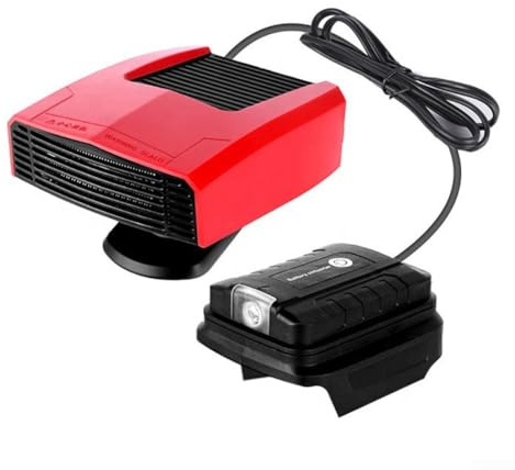 Jonikuper Adattatore riscaldante per auto girevole a 360°, con doppia uscita USB, per batterie da 18 V, 14-21 V CC, dispositivo di riscaldamento e sbrinamento rosso + nero per auto