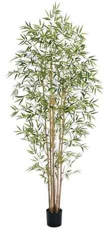 Keeplush Piante artificiali in bambù 180 cm, grandi con 1680 foglie realistiche e 6 tronchi di bambù vero; piante artificiali come reali per soggiorno, ufficio, camera da letto e decorazione per la