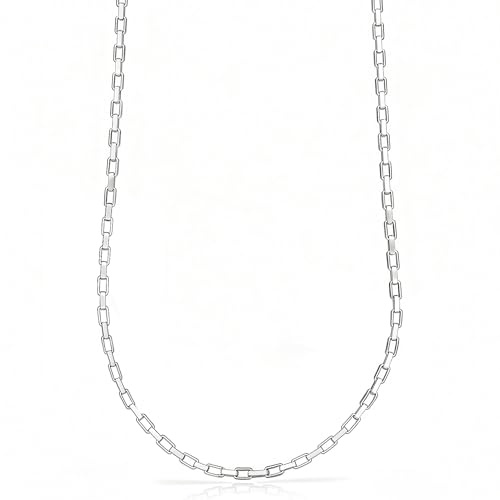 QUADRI Collana Uomo Donna in Argento 925 Made in Italy | Catena Maglia Rettangolare con Trattamento Silver Plus | Misura 61 cm | Gioiello Artigianale Elegante dal 1968