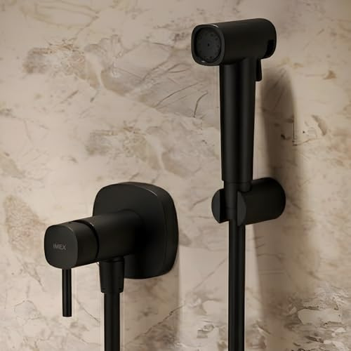 IMEX - Douche Bidet Eau Froide et Chaude Couleur Noir Mat | Robinet Bidet Encastré pour WC | Douche Hygiénique Monocommande pour Toilettes | Robinetterie Substitut de Bidet | Série Toscane