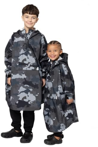 Snuggz Kids Rain Poncho - Lightweight, Packable Hooded Rain Coat Waterproof Poncho for Travel & Outdoor Use, Wind-Resistant Rain Poncho for Everyday Wear