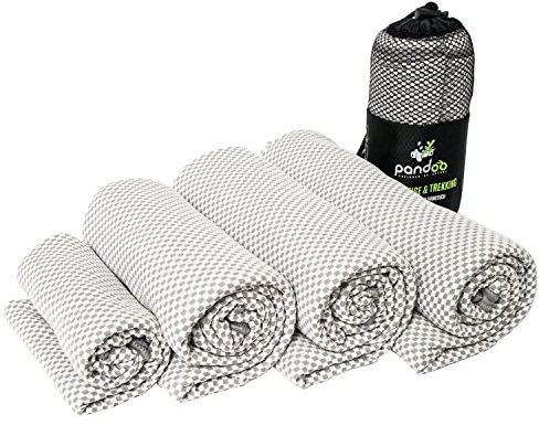 pandoo Bambus Reisehandtuch | Ultraleicht, extrem saugfähig, antibakteriell & schnelltrocknend | Besser als herkömmliche Mikrofaser | Sport-, Reise-, Trekking- & Badetuch