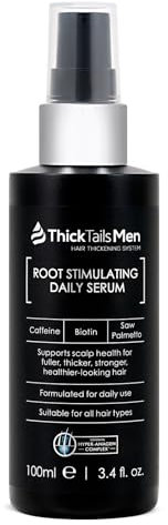 ThickTails Sérum Homme Stimulant des Racines Sans Rinçage – Soin Capillaire Quotidien Vegan avec Caféine, Biotine & Palmier Nain – Pour des Cheveux Plus Denses & Forts – Formule Légère