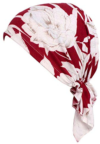 YONKOUNY Turbante Quimioterapia Sombrero Cancer Impresión Algodón Gorro Quimio Bandana Unisex Para Pérdida De Cabello, Oncológicos (Roja#1)
