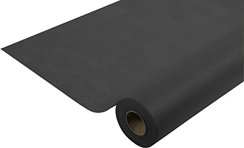 Thouy Tischdecke R781221I Einweg-Tischdecke aus Spunbond-Vlies Länge 50,4m Breite 1,20m (pro Rolle), vorgeschnitten alle 1,20m Farbe Schwarz Reißfestes, wasserabweisendes und abwischbares Material