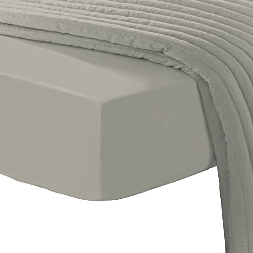 Pizuna Baumwoll-Spannbettlaken mit Fadenzahl 600 Silber 150x200, 100% langstapeliges Baumwoll-Spannbettlaken, Mako-Satin-Gewebe-Bettlaken ideal für Matratzengrößen 135x200cm, 140x200cm & 145x200cm
