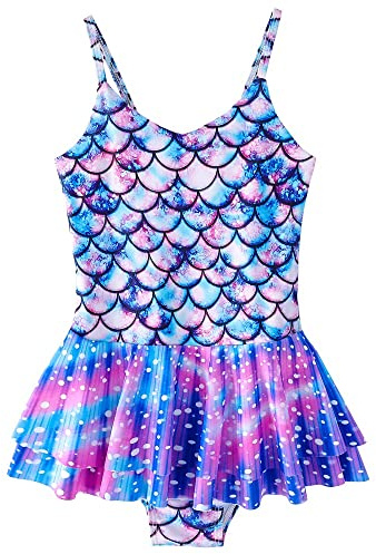 MZSYLK Maillot de bain une pièce mignon pour filles motif licorne - Costume de bain épais à bretelles pour enfants, bleu, 10-11 ans