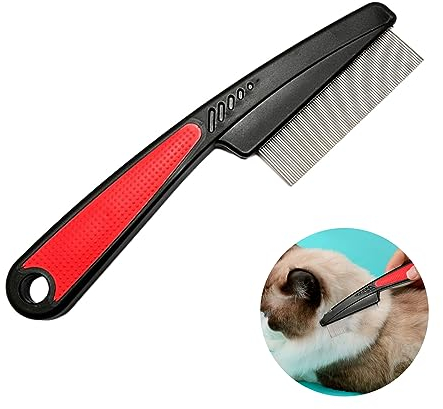 Katzenkamm,Edelstahl Sanfte Kopfhautpflege Katzenbürste,Stabiler Langlebiger Läusekamm,Hundekamm Geeignet für Reinigung Von Cat und Dog Lice Tangles flea und anderem Schmutz Schwarze Farbe Flohkamm