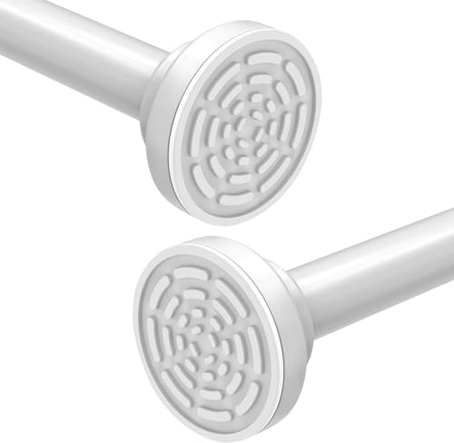 Extendable Shower Curtain Pole 98-290cm(38-114) Stainless Steel No Drill Curtain Pole,Kongming Door Shower Curtain Rail Tension Rod,Non-Slip,Never Rust for Wardrobe Curtain Kitchen(White)