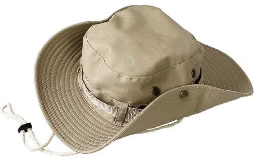 Taeku Sombrero de Pesca, Jungla Sombrero de ala Ancha Boonie Gorra de Protección Solar Gorro Safari Transpirable Hombre Mujer (Café)