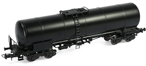 Evemodel Model Gauge H0 1:87 Tank Car Railway Train Oil Tank Truck with DC Metal Wheels (Black)