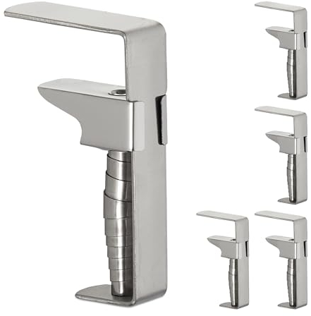 Relaxdays Tischdeckenklammern, 10er Set, verstellbare Tischklammern für Dicke Tische, Edelstahl, bis 4 cm Stärke, Silber