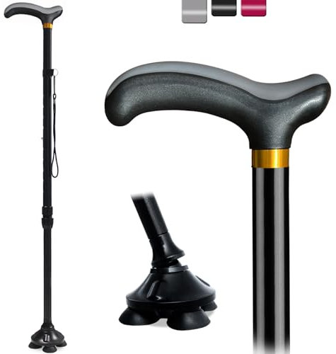 BeGrit Bastoni da Passeggio Bastoni per Anziani Regolabile Bastone per Anziani Autoportante Bastone per Camminare con Borsa da Viaggio per Uomini e Donne Adulti Ausilio per la Mobilità Tutti i Terren