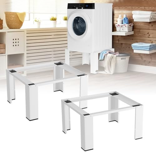 Fiqops 4 x tvättmaskinsunderrede upp till 100 kg, tvättmaskinsunderskåp, sockel stål, piedestal, 63 x 45 x 32 cm, vit
