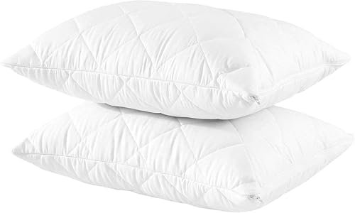 Premium Memory Foam Quilted Pillows (Pack of 2) - Orthopedic Cooling Neck & Back Support - Medium Firm Comfort for Restful Sleep