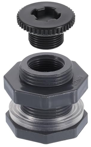 sourcing map Conector de mamparo con enchufe, conector de tanque de agua NPT de 3/4 pulgadas para adaptador de manguera de jardín, tanque de agua, acuarios, color gris
