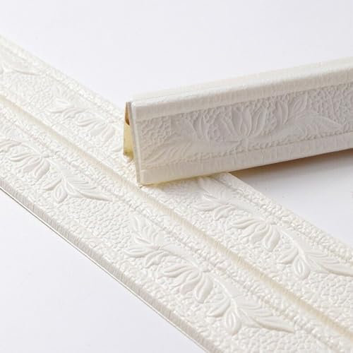 babominimer Borde de papel tapiz autoadhesivo para despegar y pegar, borde de espuma flexible 3D, borde de espuma, zócalo de espuma, borde de espejo, decoración de bricolaje (blanco)