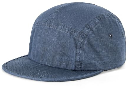 5 Panel Flat Brim Baseball Caps Vintage Washed Cotton Soft Bill Trucker Hats Short Brim Strapback Hip Hop Biker Board Cap Lake Blue