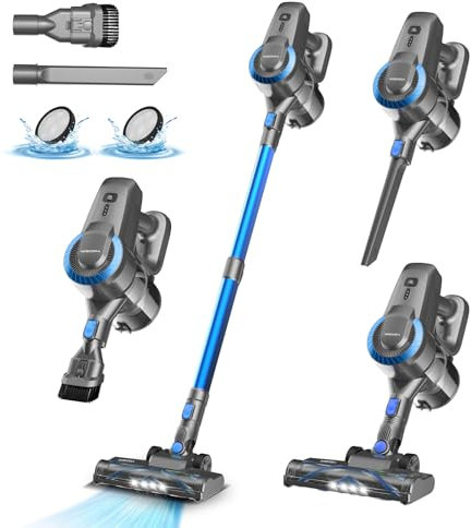 Aspirateur Balai sans Fil N300, 25KPa & 2 Vitesses, Aspirateur sans fil 175W, Aspirateur Léger, 50Min Autonomie, 6 en 1 Aspirateur Balai sans Sac pour Les Poils d'animaux, Tapis, Canapé, Voiture