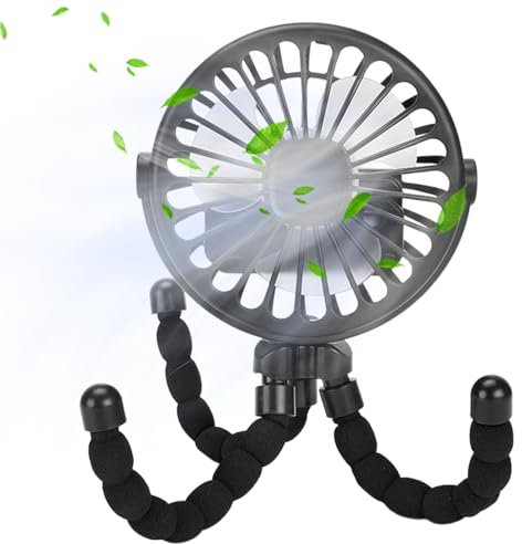 Miyanvuo Ventilador Portátil Para Cochecito, Ventilador USB De Trípode Silencioso Multifunción Para Carrito Bebe, 360°Rotación,3 Velocidade Ventilador USB Para Cochecito, Cuna,Oficina, Viaje