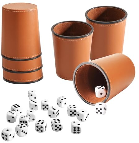 ASOFTY Lot de 6 gobelets en cuir avec 36 cubes, pour adultes, bar, fête, décontracté, camping